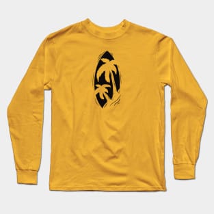 Surfboard in the silhouette of the palms Long Sleeve T-Shirt